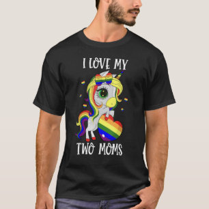 Camiseta Me encantan mis dos madres con un Chica de unicorn