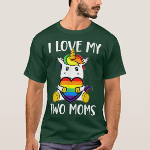 Camiseta Me encantan mis dos madres con un Chica de unicorn