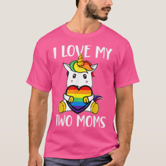 Camiseta Me encantan mis dos madres con un Chica de unicorn