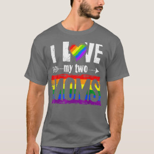 Camiseta Me encantan mis dos madres regalos del Orgullo LGB