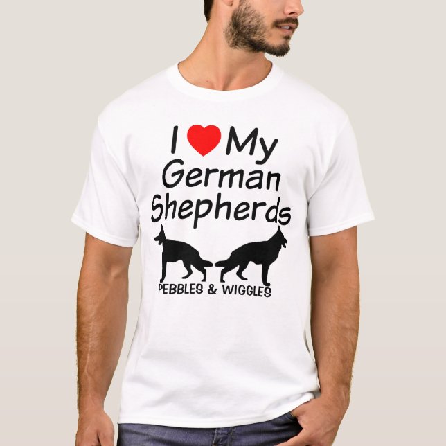 Camiseta Me encantan mis dos pastores alemanes (Anverso)