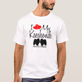 Camiseta Me encantan mis dos perros Keeshond