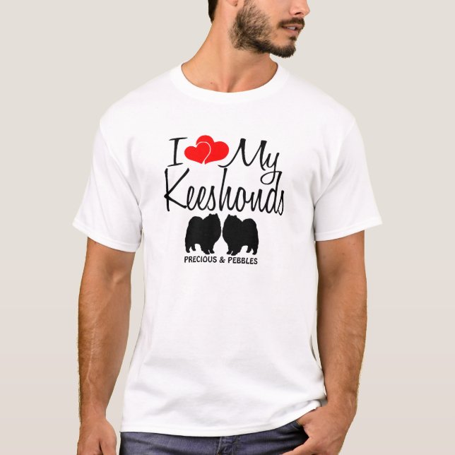 Camiseta Me encantan mis dos perros Keeshond (Anverso)
