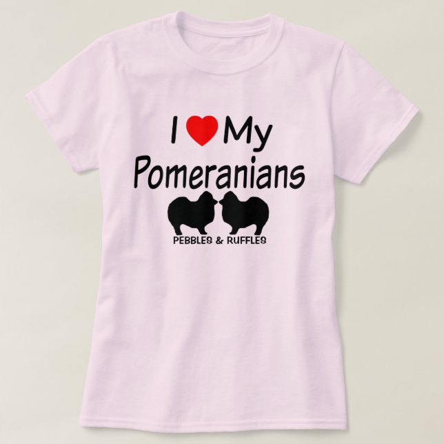 Camiseta Me encantan mis dos perros panomeranos (Diseño del anverso)