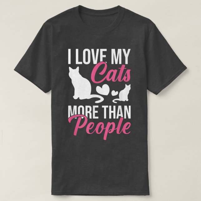 Camiseta Me encantan mis gatos más que los amantes de los g (Diseño del anverso)