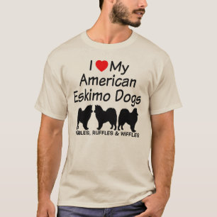 Camiseta Me encantan mis tres perros esquimales americanos
