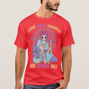 Camiseta Me Encanto Anime Samurais Y Shiba Inu Kawaii Otaku