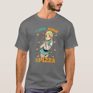 Camiseta Me Encanto Anime Y Pizza - Cute Kawaii - Manga Ota