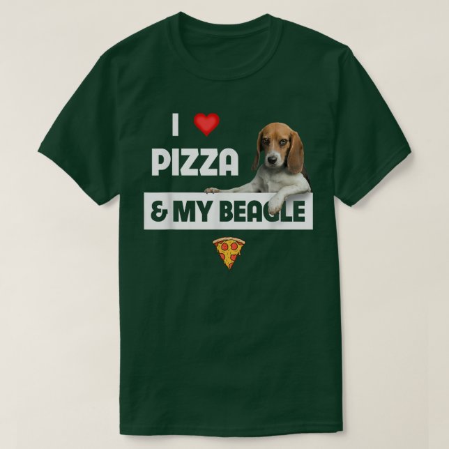 Camiseta Me Encanto La Pizza Y Mi Propietario De Perro Beag (Diseño del anverso)
