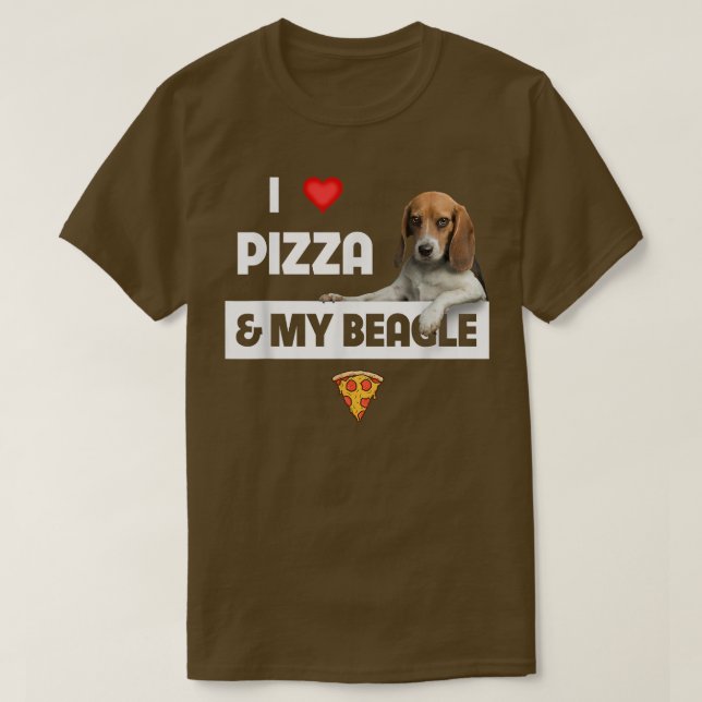 Camiseta Me Encanto La Pizza Y Mi Propietario De Perro Beag (Diseño del anverso)