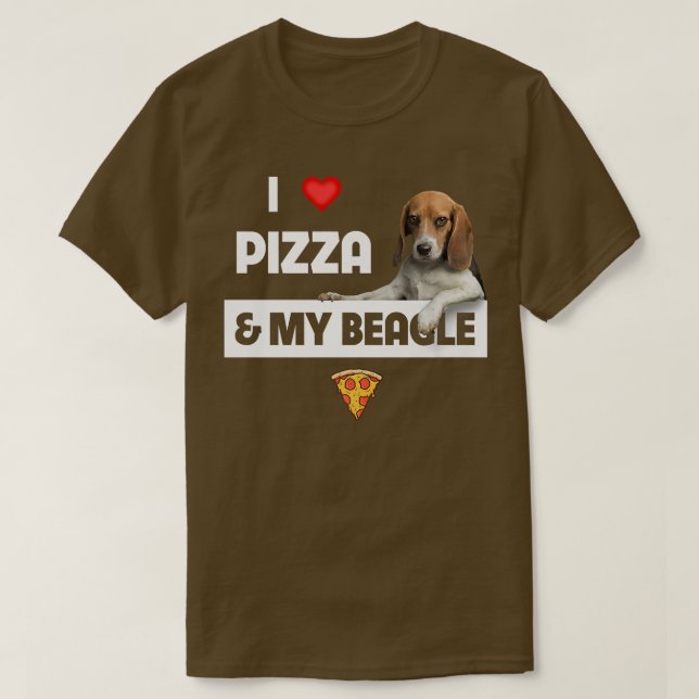 Camiseta Me Encanto La Pizza Y Mi Propietario De Perro Beag (Diseño del anverso)