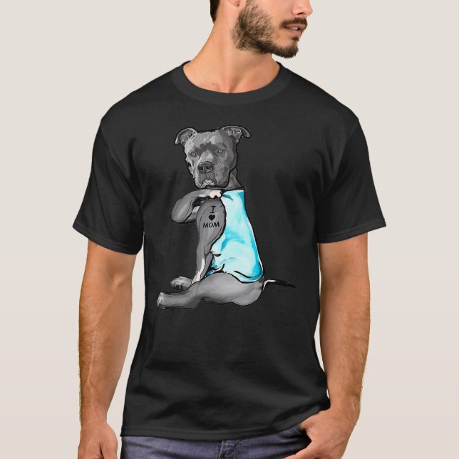 Camiseta Me Encanto Mamá Tattoo Pitbull Perro Lover Mujeres (Anverso)