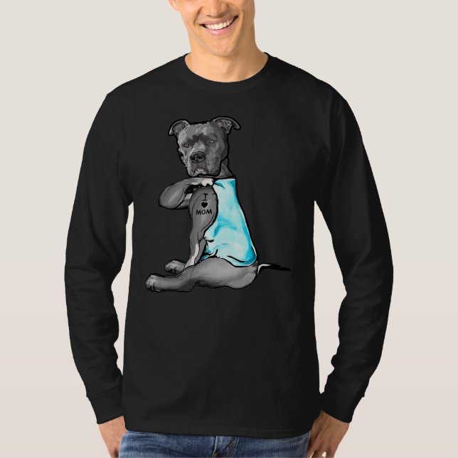 Camiseta Me Encanto Mamá Tattoo Pitbull Perro Lover Mujeres (Anverso)
