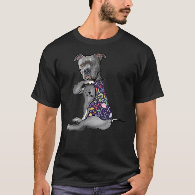 Camiseta Me Encanto Mamá Tattoo Pitbull Perro Lover Mujeres (Anverso)