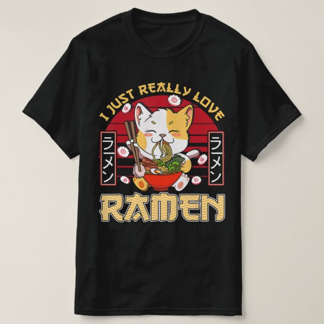 Camiseta Me Encanto Realmente Ramen Kawaii Anime Cat Ramen  (Diseño del anverso)