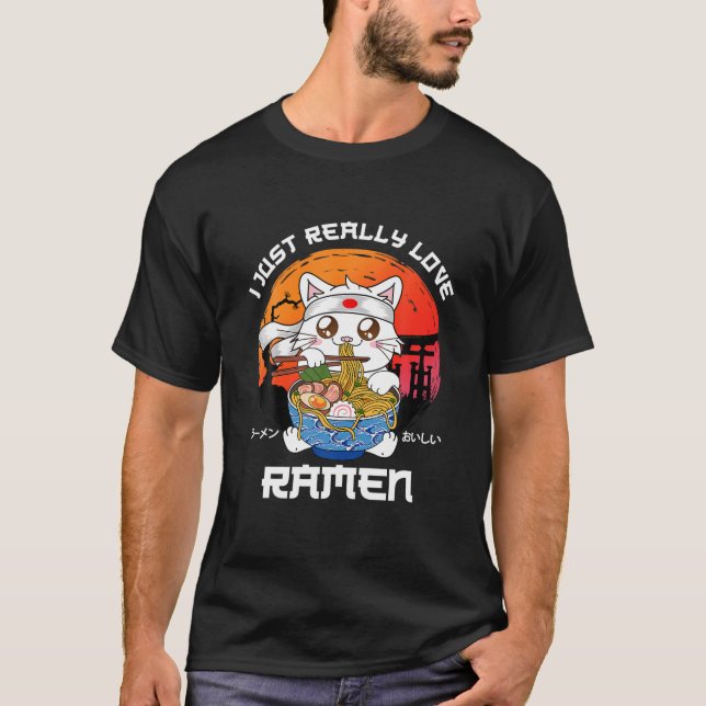 Camiseta Me Encanto Realmente Ramen Kawaii Neko Ramen Anime (Anverso)
