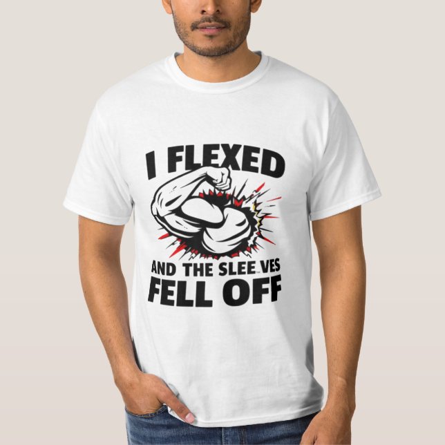 Camiseta Me Flexé y las mangas se cayeron - Gracioso fitnes (Anverso)