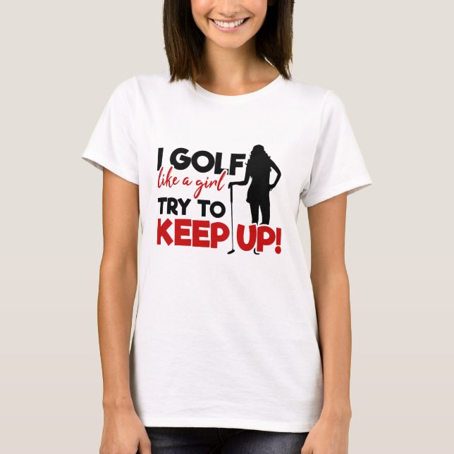 Camiseta Me GolF Como Un Humor Moderno Funny Chica Rojo (Anverso)