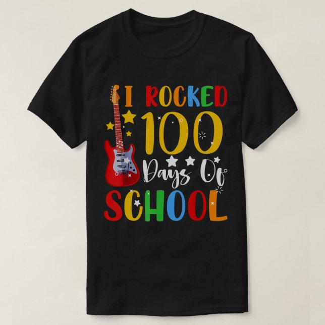 Camiseta Me Golpeé 100 Días De Música De Guitarra Escolar (Diseño del anverso)