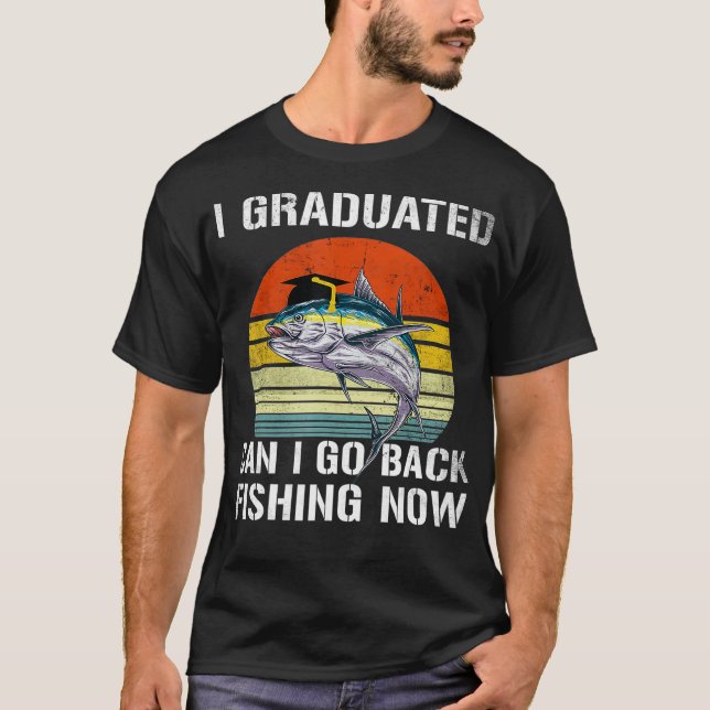 Camiseta me gradué puedo ir a pescar ahora Graduación diver (Anverso)