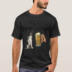 Camiseta Me Gusta Beber Cerveza Y Perros Borde Perro Perro 