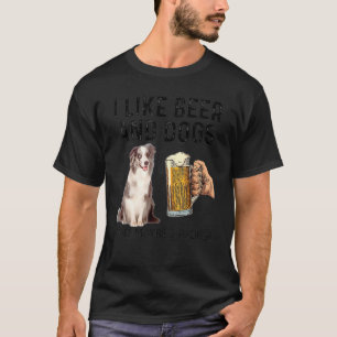 Camiseta Me Gusta Beber Cerveza Y Perros Merle Collie Dog