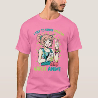 Camiseta Me Gusta Beber Matcha Y Ver Anime - Kawaii -