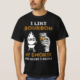 Camiseta Me Gusta Bourbon Mi Fumador Quizá 3 Personas Funny