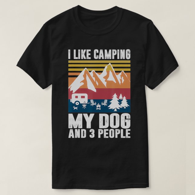 Camiseta Me Gusta Camping A Mi Perro Y A Tres Personas Grac (Diseño del anverso)