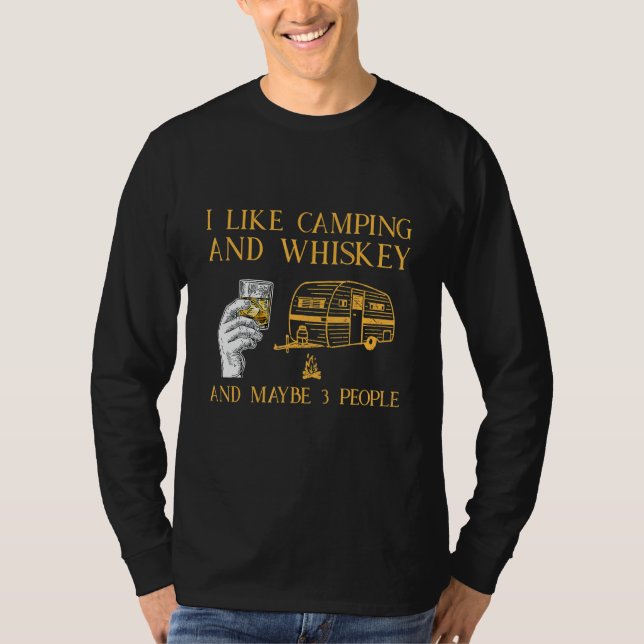 Camiseta Me Gusta Camping Y Whiskey Y Quizá 3 Personas (Anverso)