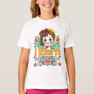 Camiseta Me Gusta – Chica Retro Lindo Gráfico Floral