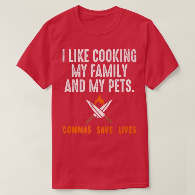 Camiseta Me Gusta Cocinar A Mi Familia Y A Mis Mascotas. Co (Diseño del anverso)