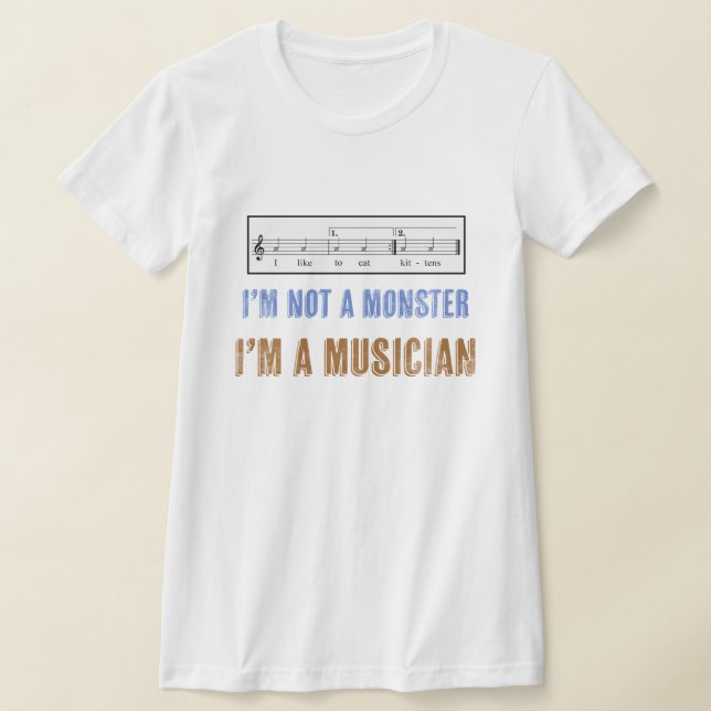 Camiseta Me gusta comer gatitos y la alfabetización musical (Distribución)