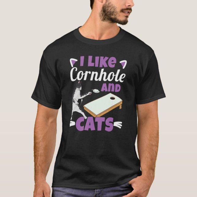 Camiseta Me Gusta Cornhole Y Cats Cornhole (Anverso)