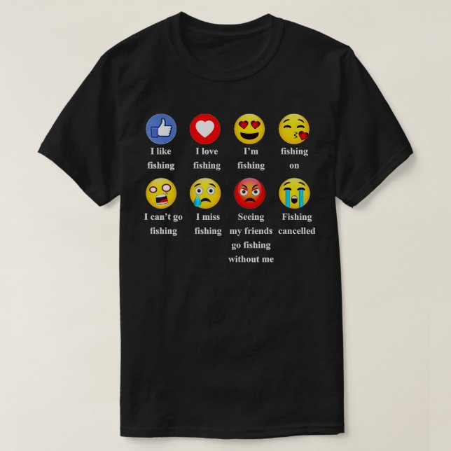 Camiseta Me Gusta El Amor Pescando Divertidos Emoticonos De (Diseño del anverso)