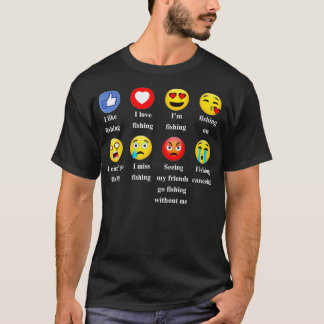 Camiseta Me Gusta El Amor Pescando Divertidos Emoticonos De