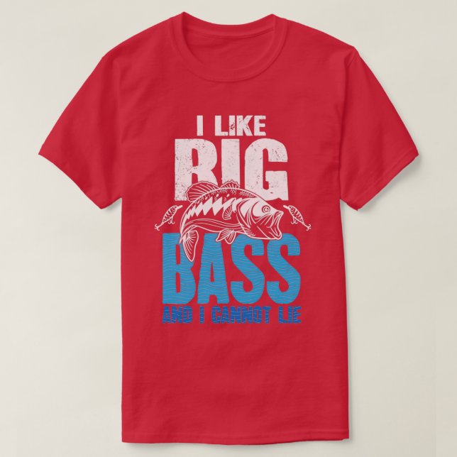 Camiseta Me Gusta El Bass Grande Y No Puedo Mentir Pesca (Diseño del anverso)