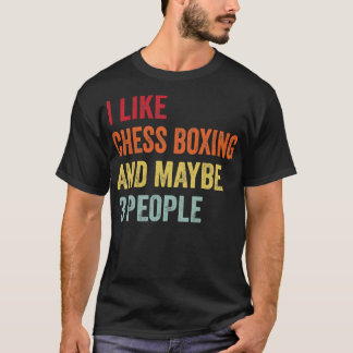 Camiseta Me gusta el boxeo de ajedrez Quizás 3 personas