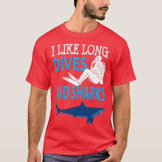 Camiseta Me Gusta El Buceo Largo Y Los Tiburones.