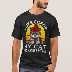 Camiseta Me Gusta El Café Mi Gato Y Quizá 3 Personas Retro