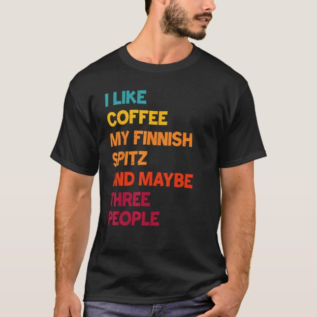 Camiseta Me gusta el café, mi spitz finlandés y quizás tres (Anverso)