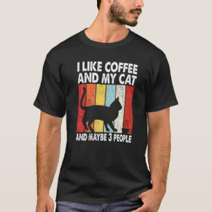 Camiseta Me Gusta El Café Y Mi Gato Quizás 3 Personas Vinta