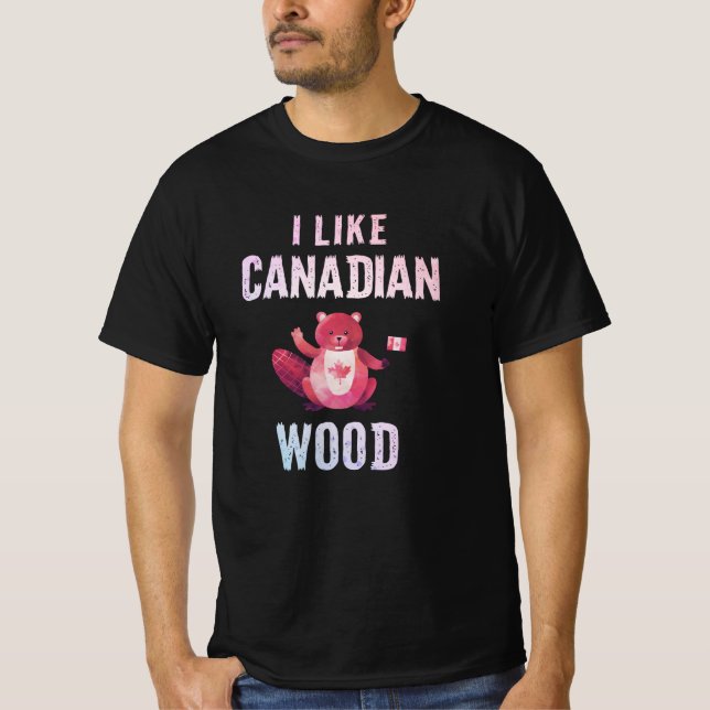 Camiseta Me gusta el canadiense Wood Beaver Canada nativo (Anverso)