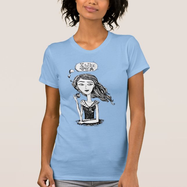 Camiseta Me Gusta El Chica De Dibujo De Tea Ink (Anverso)