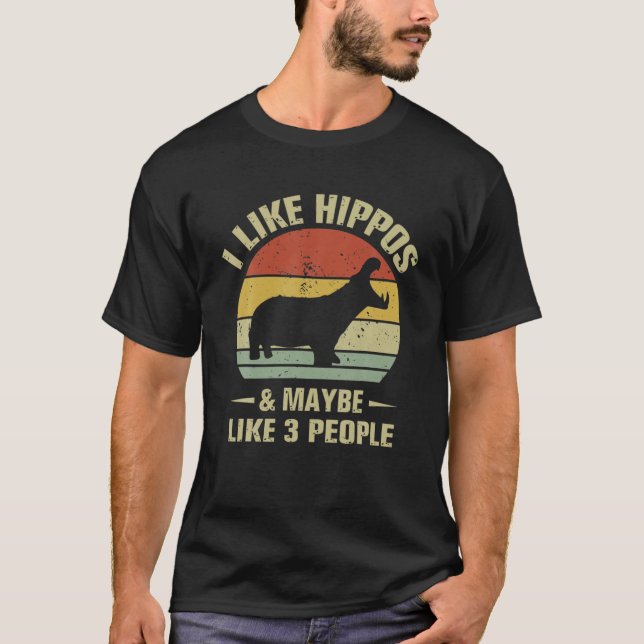 Camiseta Me Gusta El Hippos Y Tal Vez Como 3 Personas Hippo (Anverso)