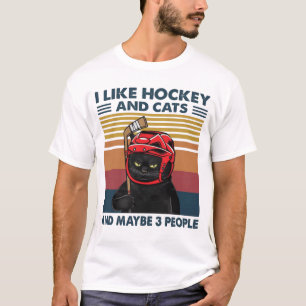 Camiseta Me Gusta El Hockey Y Los Gatos Y Quizá 3 Personas