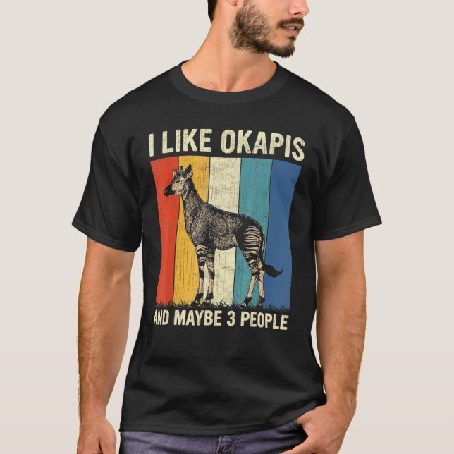 Camiseta Me Gusta El Okapis Y Quizá 3 Personas Retro Okapis (Anverso)