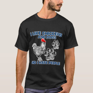 Camiseta Me Gusta El Perro De Pollos Que Odio A La Gente