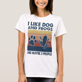 Camiseta Me gusta el perro y las ranas quizás 3 personas an