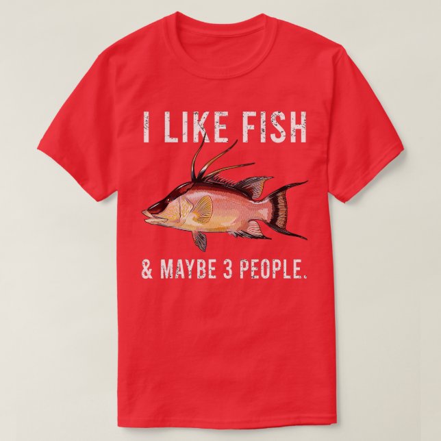 Camiseta Me Gusta El Pescado De Hogfish Y Quizá 3 Personas (Diseño del anverso)